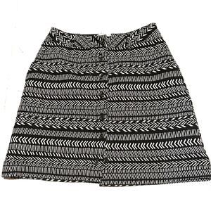 Maeve Anthropologie Black and White Tribal Stripe Mini Skirt Women's 4